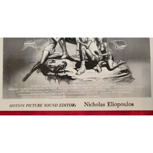 National Lampoon's European Vacation Promo Lobby (?) Card w/ Sound Editor Credit - Picture 4 of 5